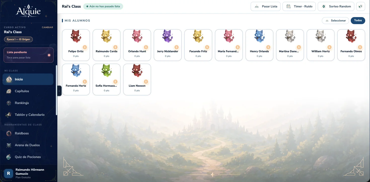 Dashboard del profesor en Alquie